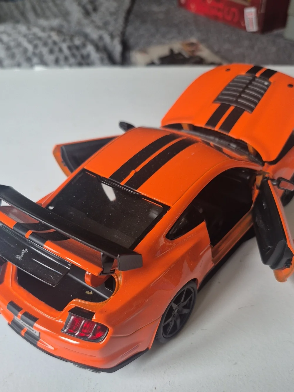 Mustang Cobra Orange & Black Die-Cast Sports Car Opening Doors GenTly Displayed